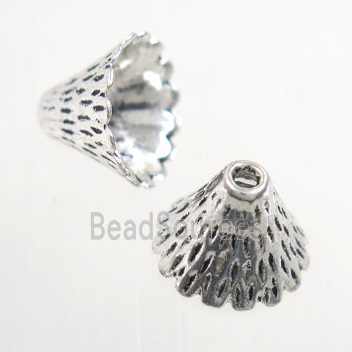 alloy beadcaps, tassel bail, antique silver