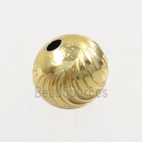 round copper beads, carved, gold plated