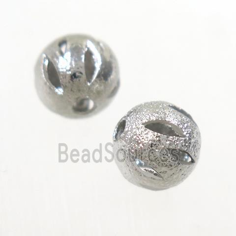 round copper beads, carved, platinum plated