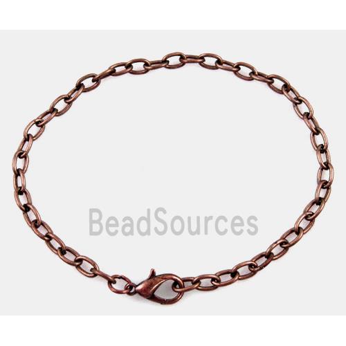 iron chain bracelet, antique red copper, nickel free