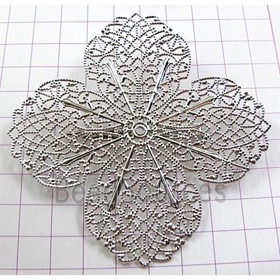 Baroque Style Brooch, Copper, Platinum Plated