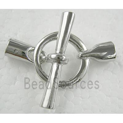 Platinum Plated Copper Toggle Clasp with cord end