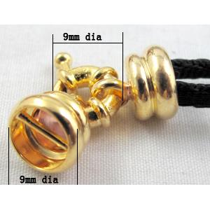 copper clasp with cord-ending connector for necklace, gold plated