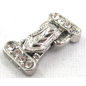 Watchstrap clasp with rhinestone, platinum plated