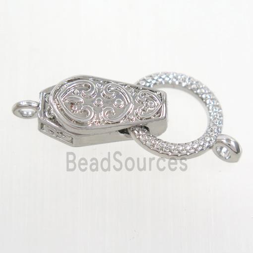 copper clasp, platinum plated