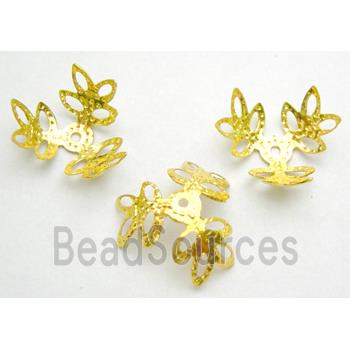 bead-caps, flower, gold plated, iron