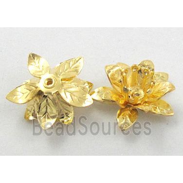 copper Flower beadcap, Golden Plated