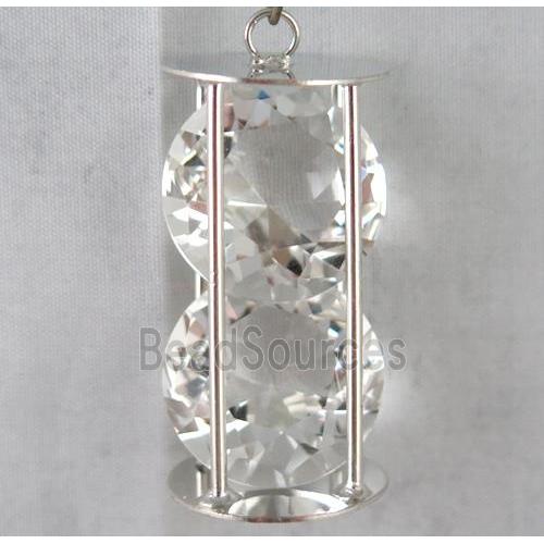 rhinestone pendant, platinum plated