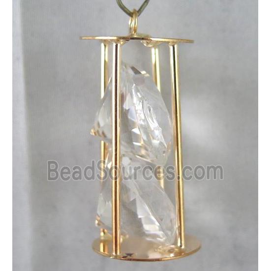 rhinestone pendant, gold plated