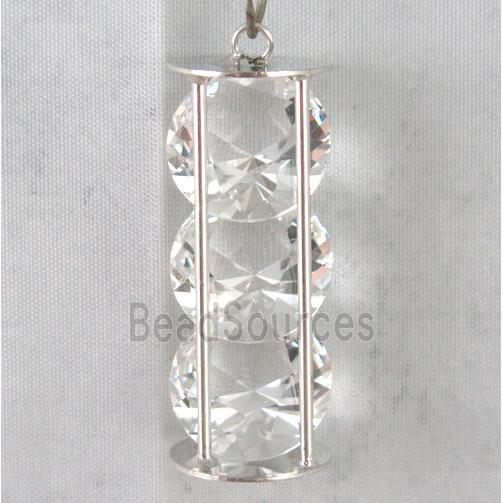 rhinestone pendant, platinum plated