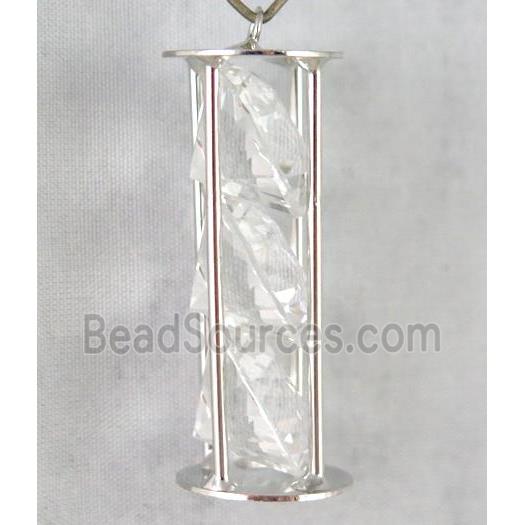 rhinestone pendant, platinum plated