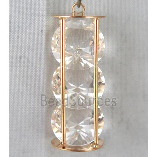 rhinestone pendant, gold plated