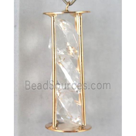 rhinestone pendant, gold plated