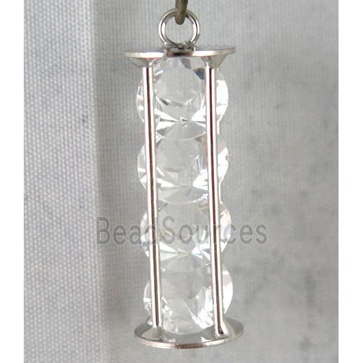 rhinestone pendant, platinum plated