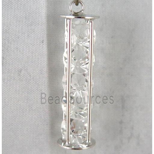 rhinestone pendant, platinum plated