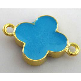 Bracelet bar, lucky clover, enamel alloy connector