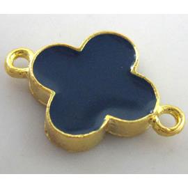 Bracelet bar, lucky clover, enamel alloy connector