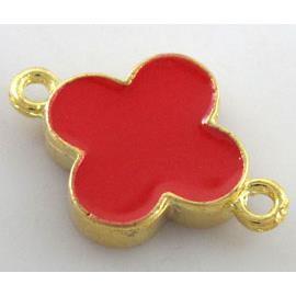 Bracelet bar, lucky clover, enamel alloy connector