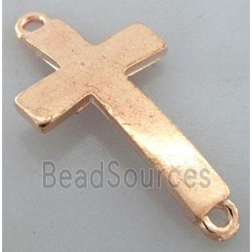 Bracelet bar, cross, alloy connector, red copper