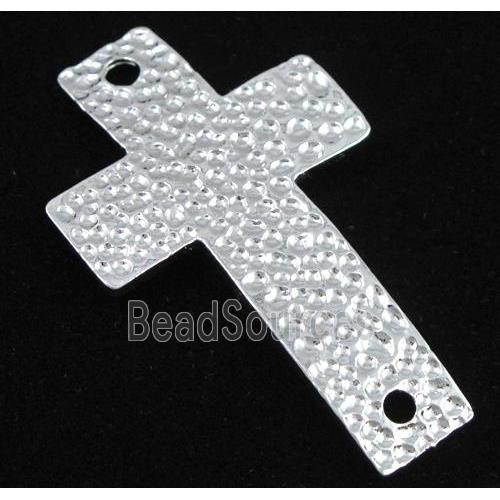 bracelet bar, cross, alloy connector, silver