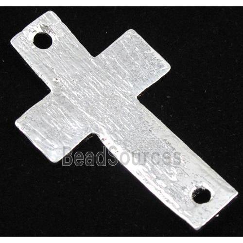 bracelet bar, cross, alloy connector, silver