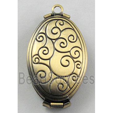 necklace Locket, oval, copper pendant, bronze