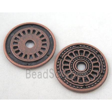 alloy bead, round, antique red copper