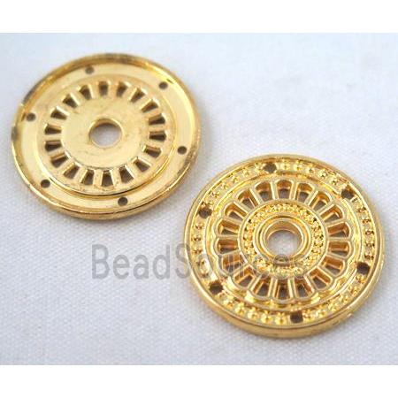 alloy bead, round, gold plated