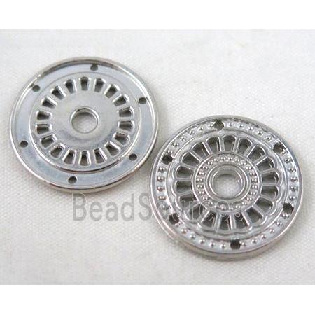 alloy bead, round, platinum plated