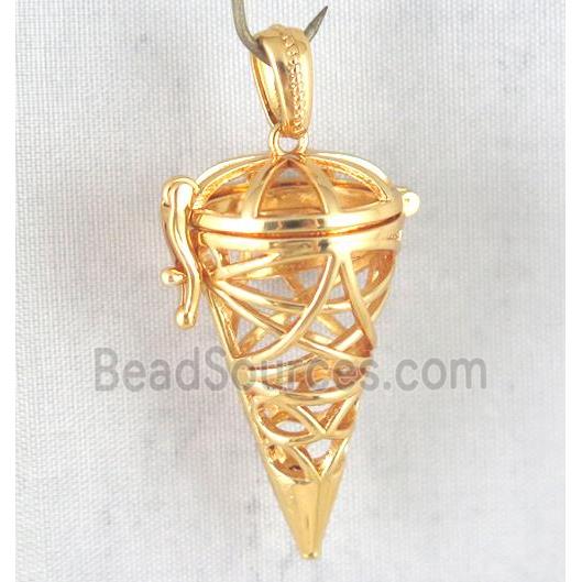 copper locket pendant, gold plated