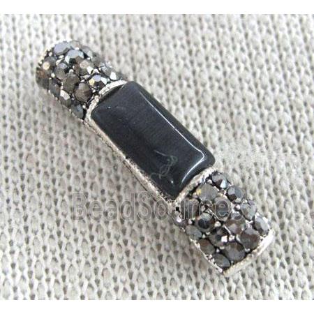 bracelet bar, alloy tube paved rhinestone, antique silver