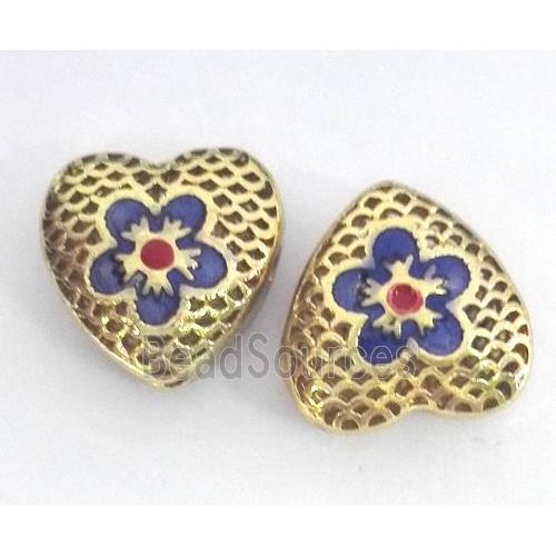 enameling copper heart bead, colorfast