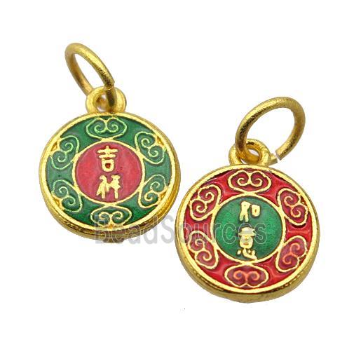 alloy pendant with enamel, gold plated