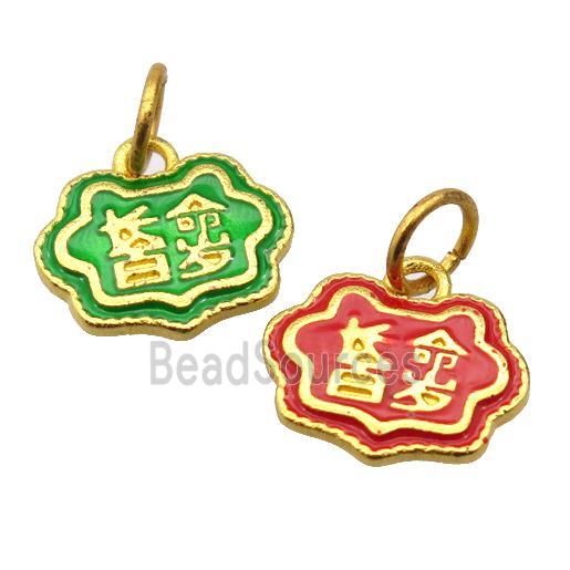 alloy pendant with enamel, gold plated