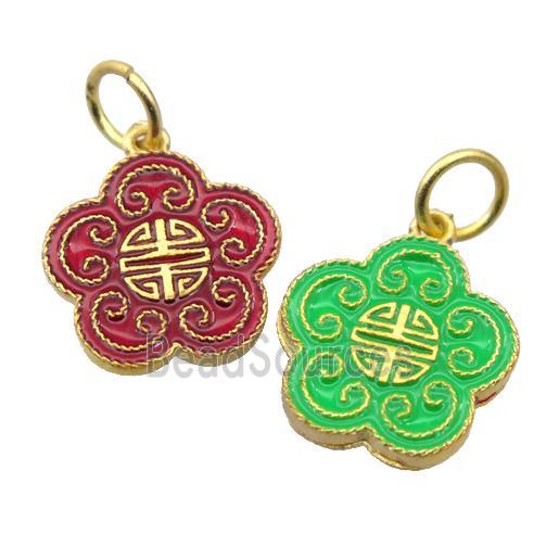 alloy pendant with enamel, gold plated