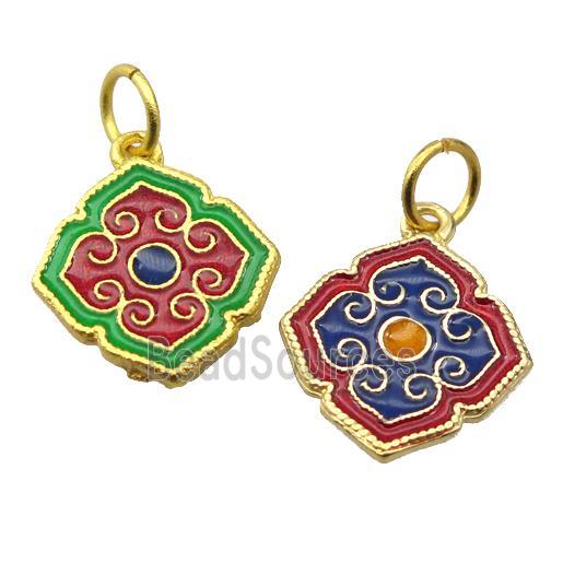 alloy pendant with enamel, gold plated