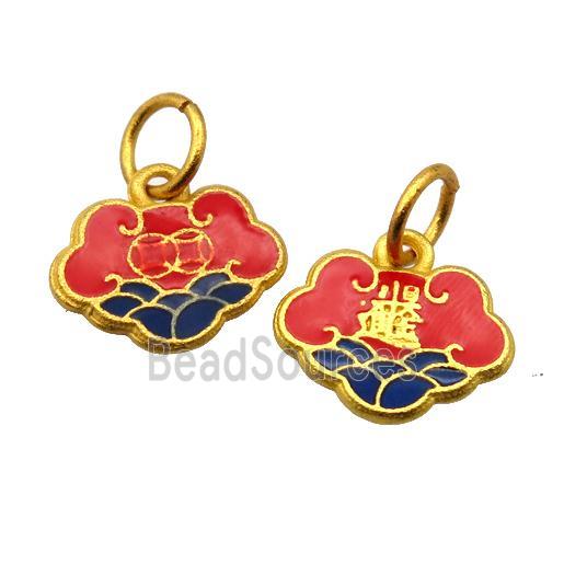 alloy pendant with enamel, gold plated