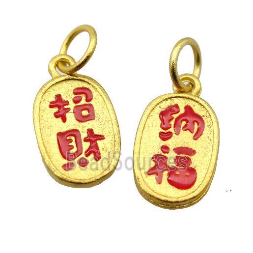 alloy pendant with enamel, gold plated