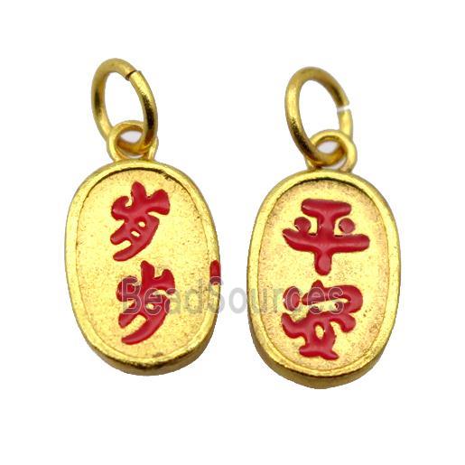 alloy pendant with enamel, gold plated