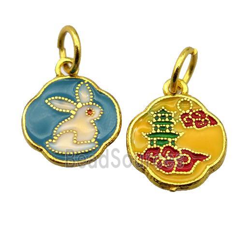 alloy pendant with enamel, gold plated