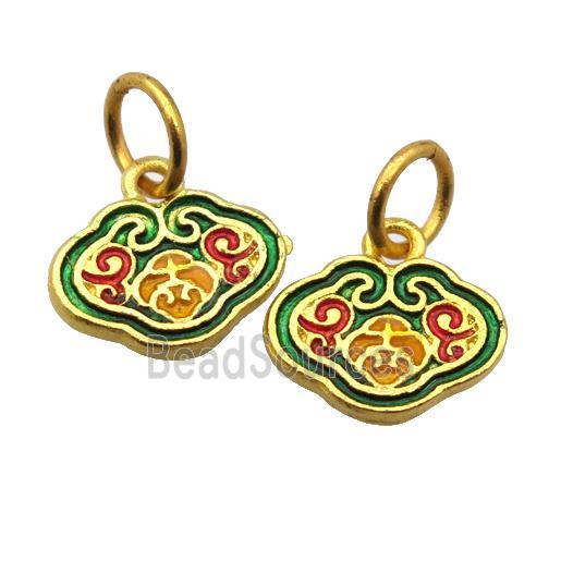 alloy pendant with enamel, gold plated