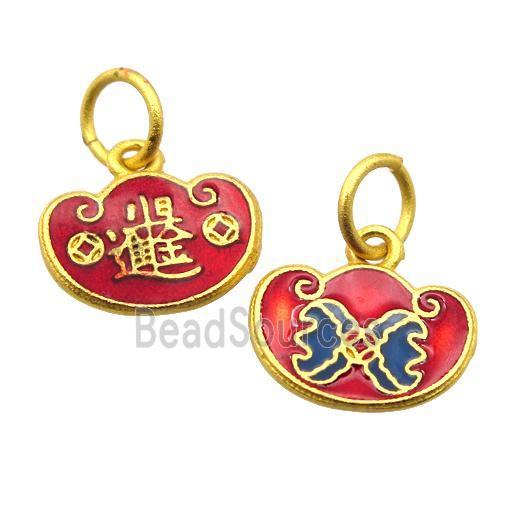 alloy pendant with enamel, gold plated