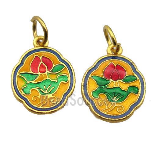 alloy pendant with enamel, gold plated