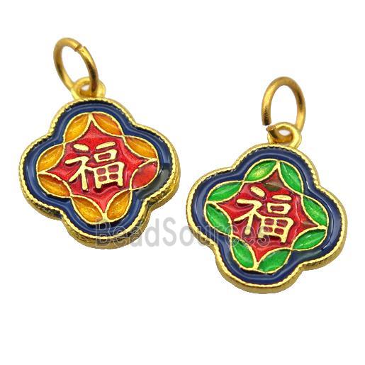 alloy pendant with enamel, gold plated