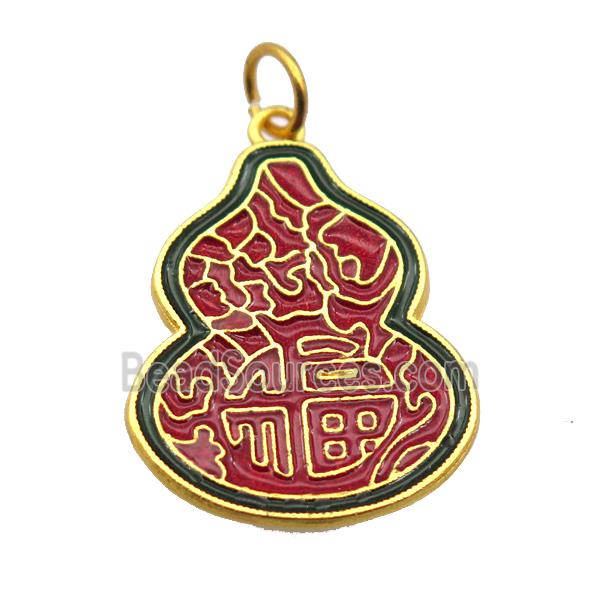 alloy pendant with enamel, gourd, gold plated