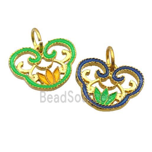 alloy pendant with enamel, gold plated