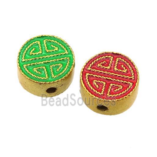 enamel alloy beads, gold plated