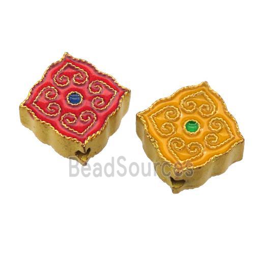 enamel alloy beads, gold plated