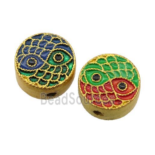 enamel alloy beads, gold plated