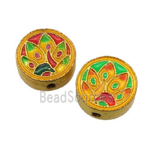 enamel alloy beads, gold plated